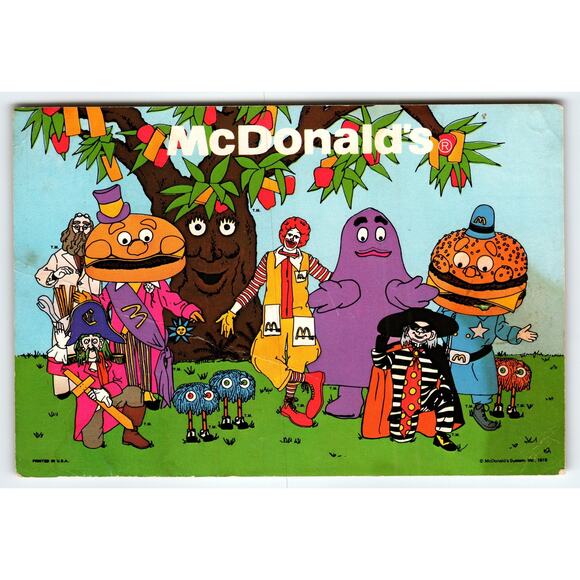 Vintage 1978 McDonald's Characters Group Cartoon Postcard Continental Size - Picture 1 of 2